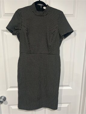 J. Crew Black and White/gold Dot Midi Sheath Dress